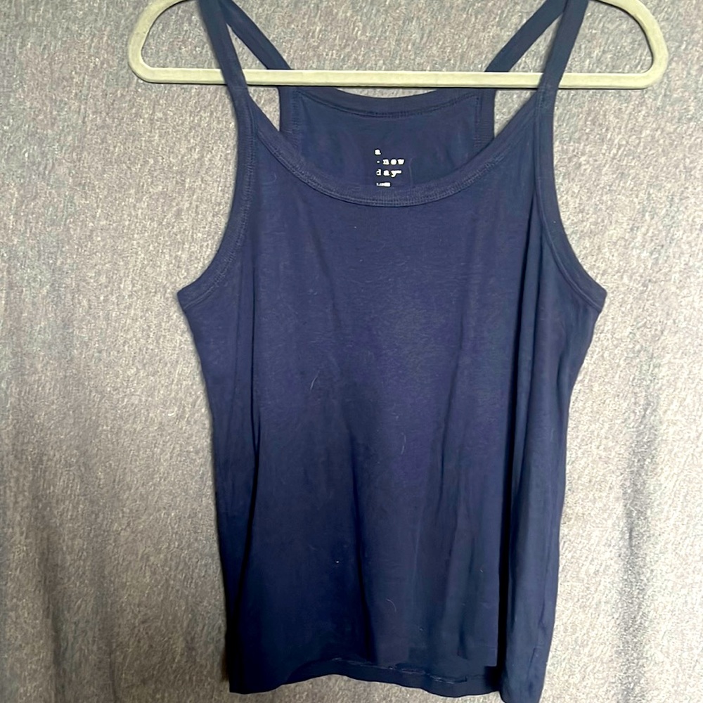 A New Day Navy Straight Back Cropped Tank